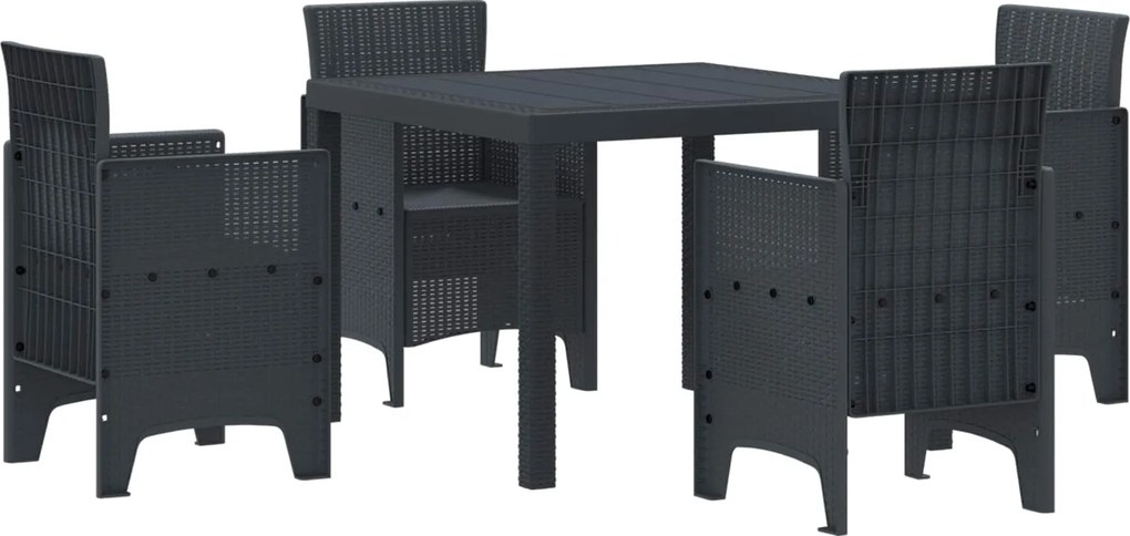 vidaXL Set de masă pentru grădină 5 pcs Antracit Polipropilenă