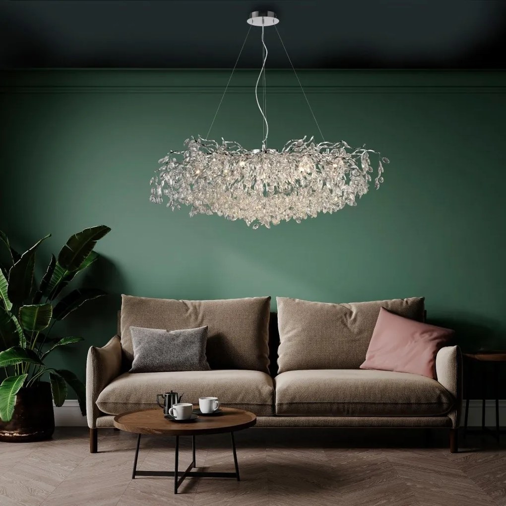 Lustra suspendata design magnific RICICLE crom, 50x120cm