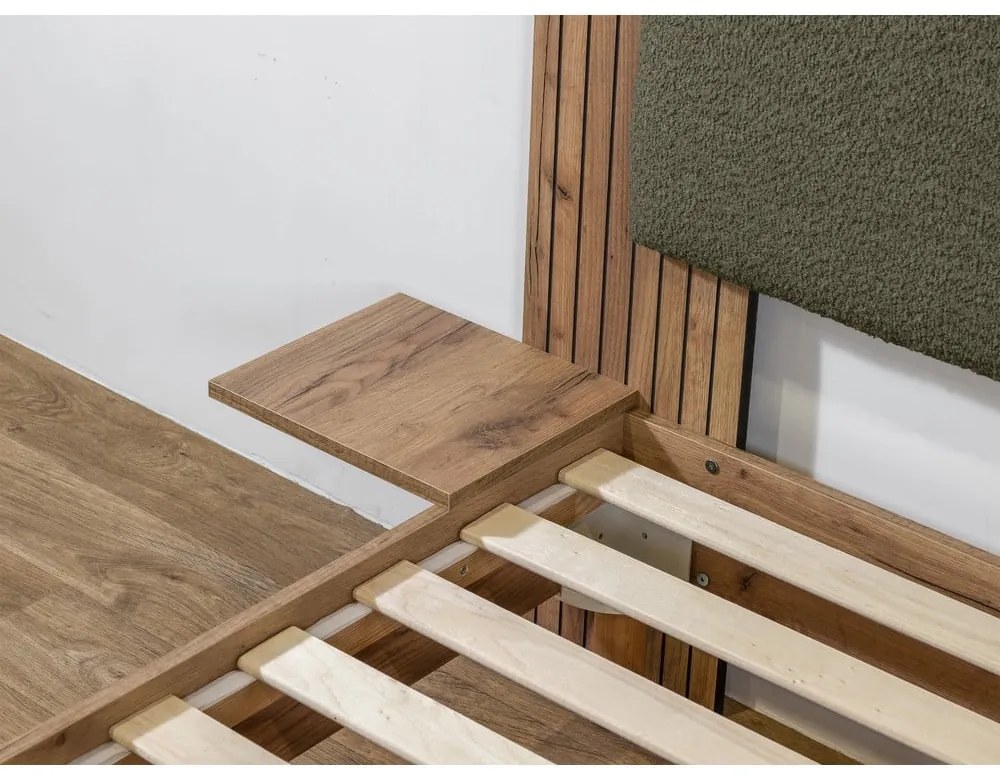 Pat matrimonial verde cu somieră 160x200 cm Lior – Bobochic Paris