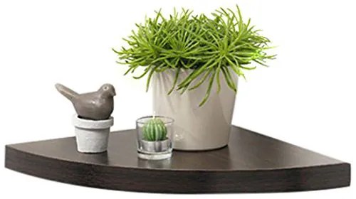 Raft de colt cu suport fixare ascuns, 25x25 cm, MDF Negru