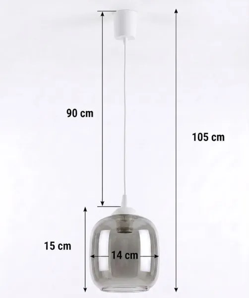 Brilagi-LED Pendul pe cablu RETRO GLASS 1xE27/60W/230V Ø 14 cm cupru/gri fumuriu