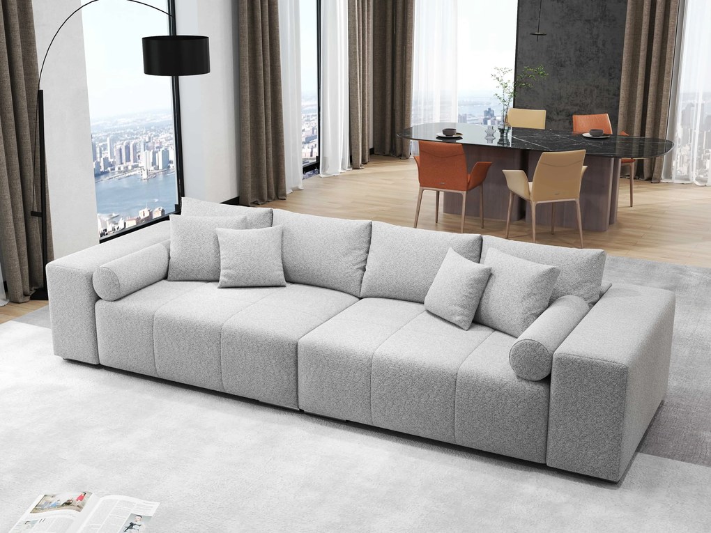 Canapea extensibilă dumonde cu ladă de depozitare si sezut confortabil din spuma high-density, Marbela Enjoy Grey XXL 295x100 cm