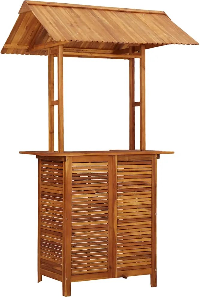 vidaXL Masă de bar exterior cu acoperiș, 113x106x217 cm, lemn acacia