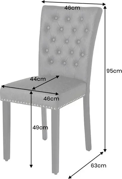 Set 2 scaune Stil Baroc, Catifea, Negru, CASTLE
