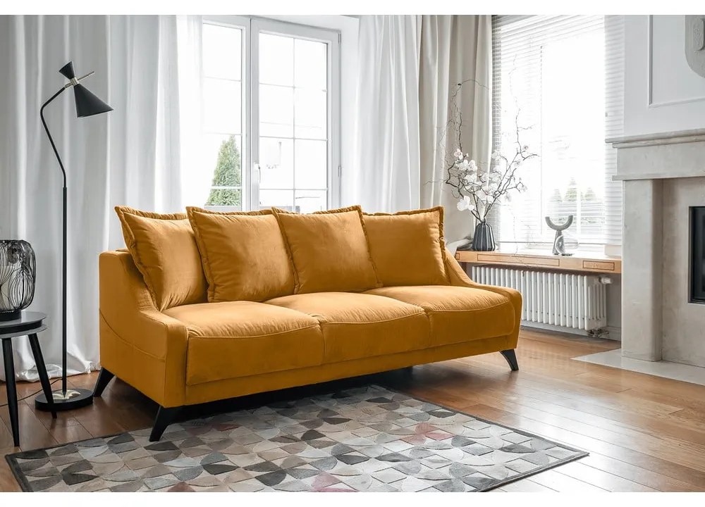 Canapea din catifea Miuform Royal Rose, galben muștar