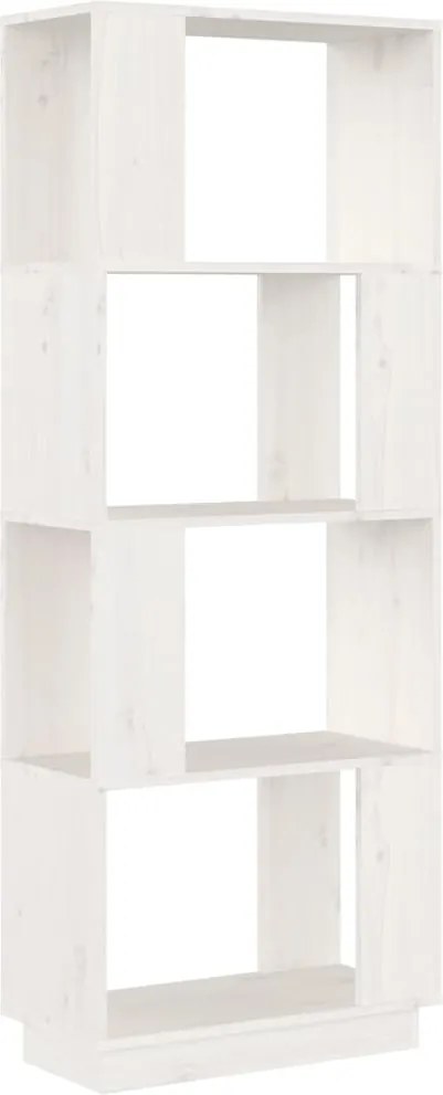vidaXL Bibliotecă/Separator cameră, alb, 51x25x132 cm lemn masiv pin
