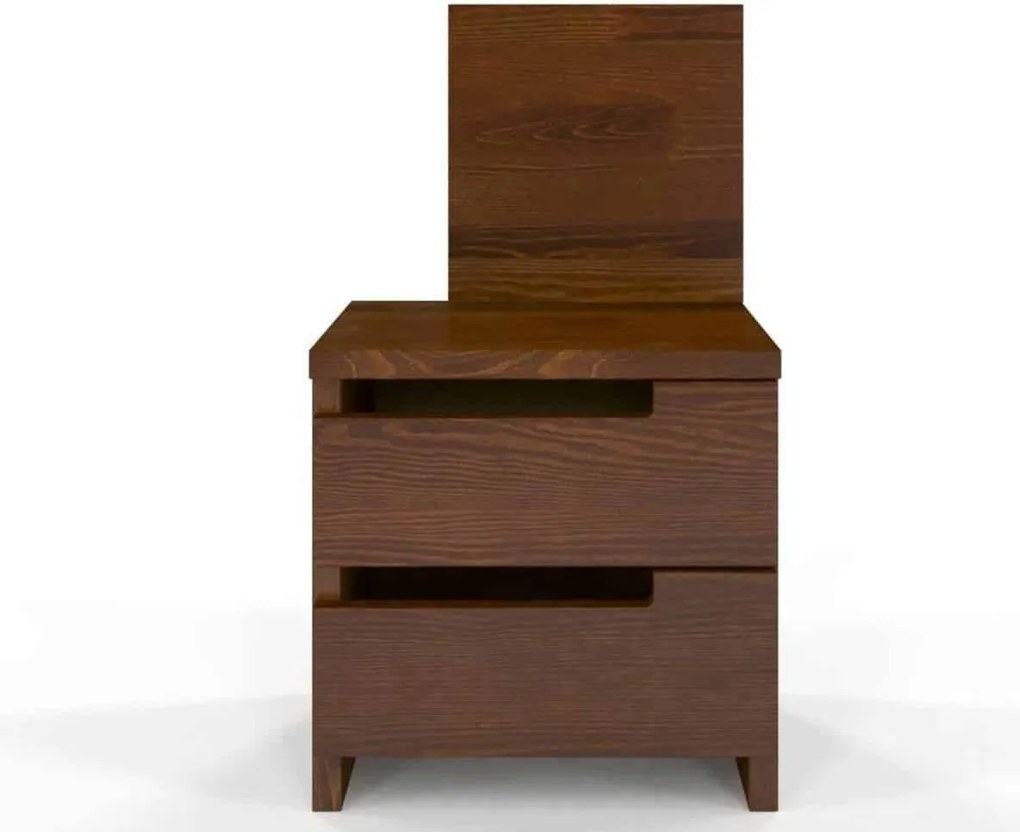 Noptieră lemn masiv TerraCraft 2 Sertare Pin, 40 × 35 × 66 cm - Wenge