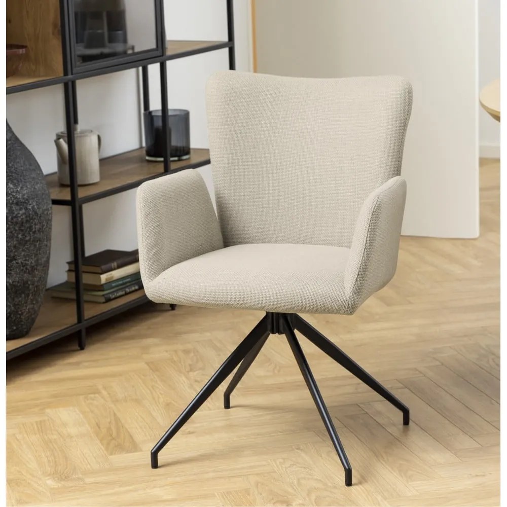 Set de scaune de sufragerie bej cu cotiere 2 buc. tapițat Laura – Actona