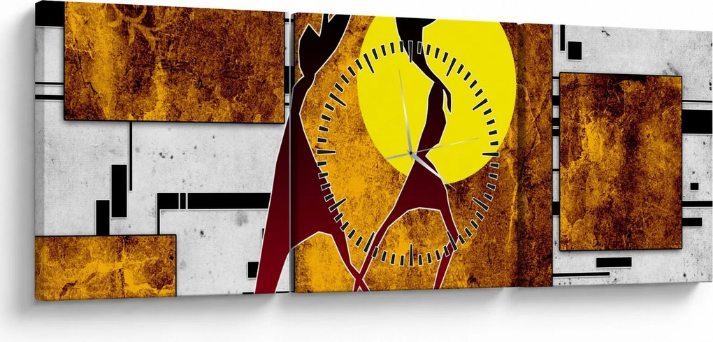 Tablou cu pictură epochală străveche (cu ceas) (90x30 cm)