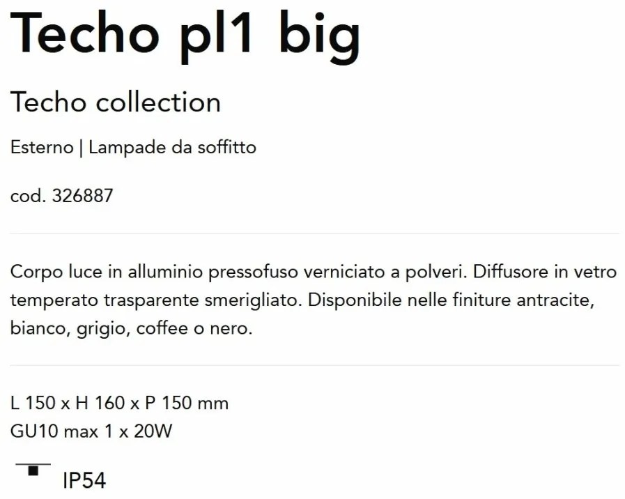 Spot aplicat modern Techo pl1 big gri