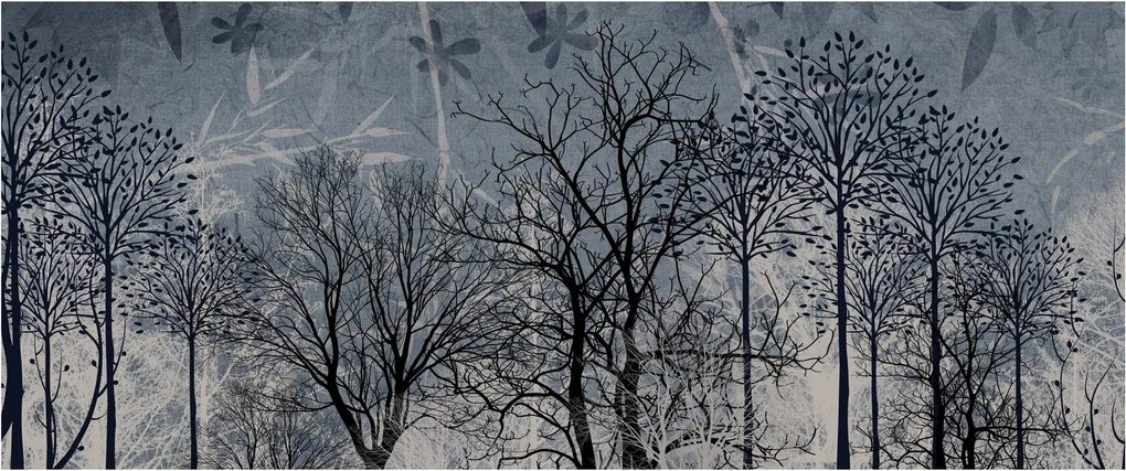 Tablou - Siluetă copac și frunze (120x50 cm)