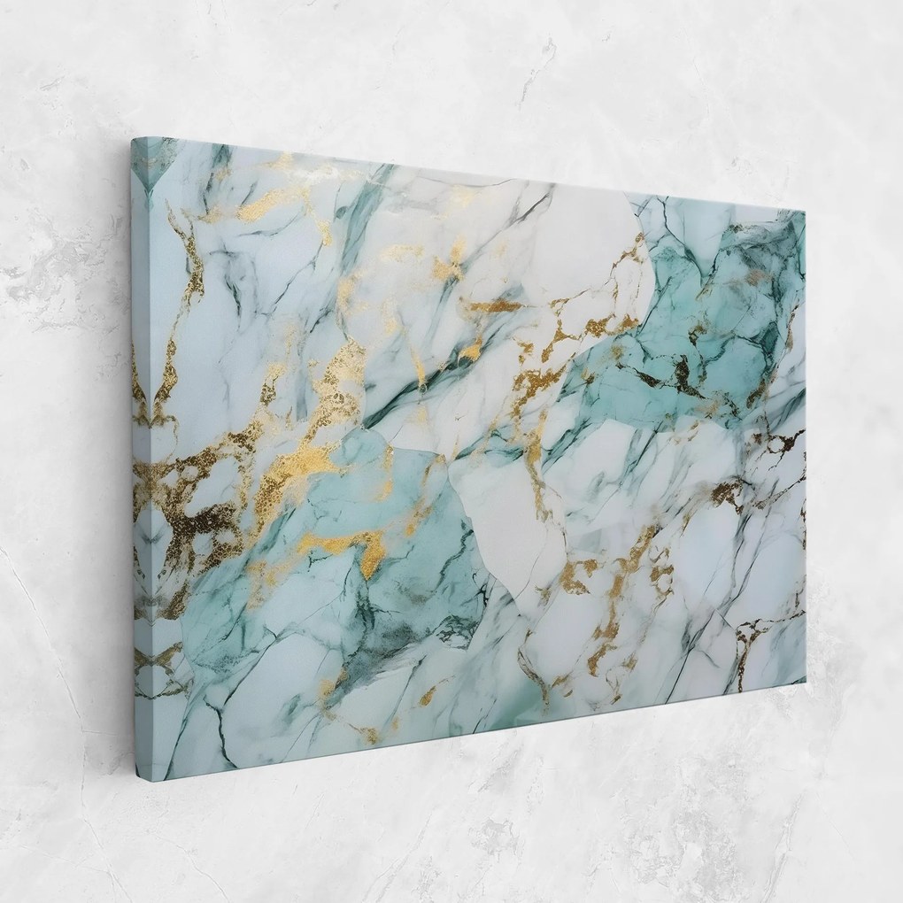 Tablou Canvas, 30x40cm, Dormitor si Living, Abstracte, Marble, Light Green Gold Line