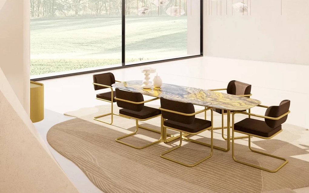 Masă lemn masiv de dining Giallo Personalizabilă - 300 cm