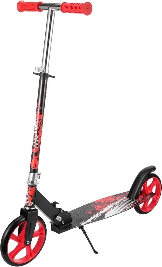 Trotineta copii si adolescenti NOVOKIDS™ Storm Camo PRO, Maxim 100 kg, Functie Super Brake, Maner reglabil pe inaltime, Diametru roata 200 mm, Rosu
