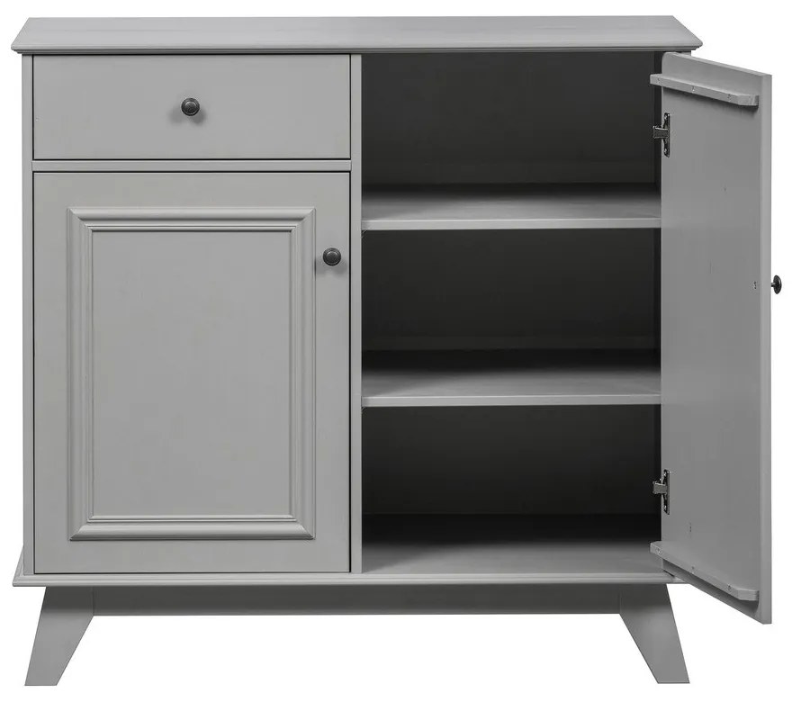 Comodă pentru copii gri deschis joasă din lemn de pin 98x93 cm Lily – WOOOD