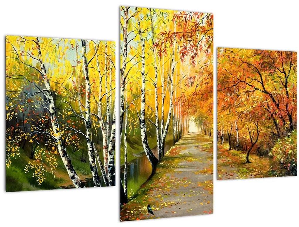 Tablou - Alee romantică de-a lungul apei, pictură în ulei (90x60 cm)