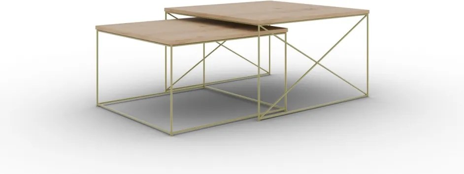 Set masute de cafea, Licco, ADRK Furniture (Culoare: Auriu / Beton)