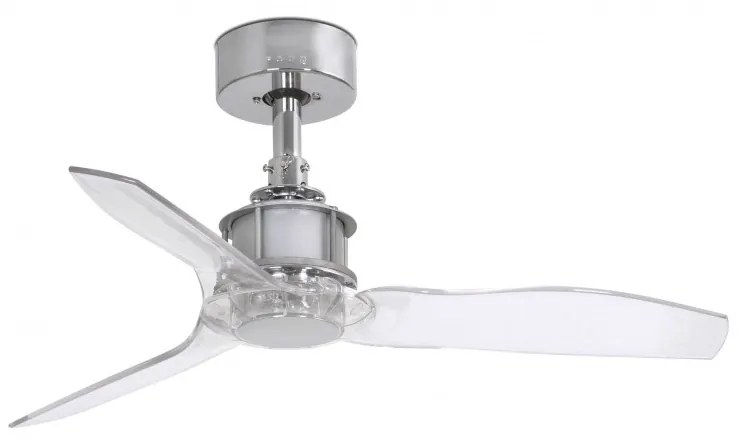 Ventilator de tavan cu telecomanda design modern JUST FAN crom/transparent