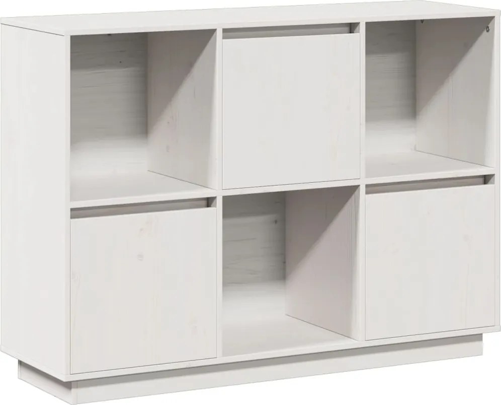 vidaXL Servantă, alb, 110,5x35x80 cm, lemn masiv de pin