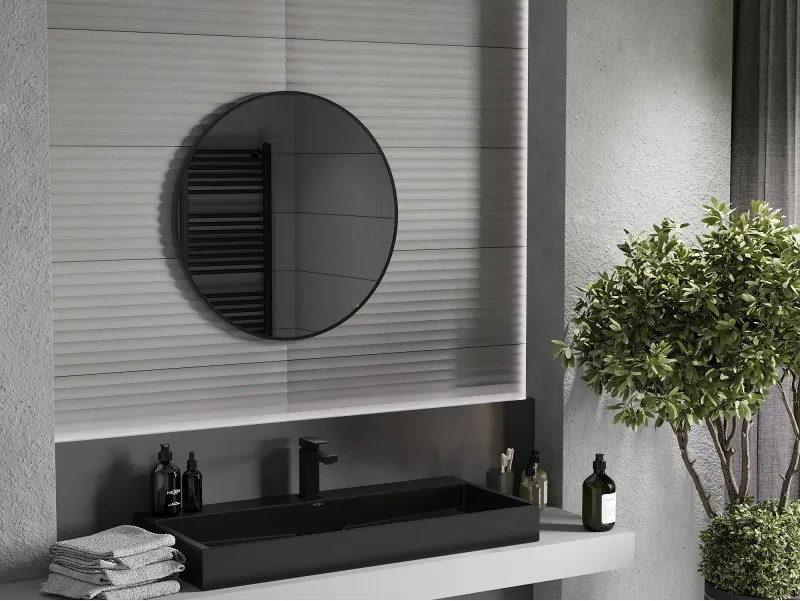 Mexen Loft oglindă baie rotundă 70 cm, ramă neagră - 9850-070-070-000-70