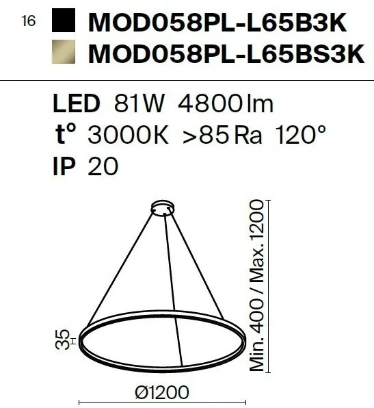 Lustra LED suspendata design modern Rim negru 120cm