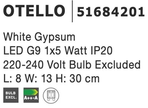 Aplica de perete design modern Otello alb 13cm