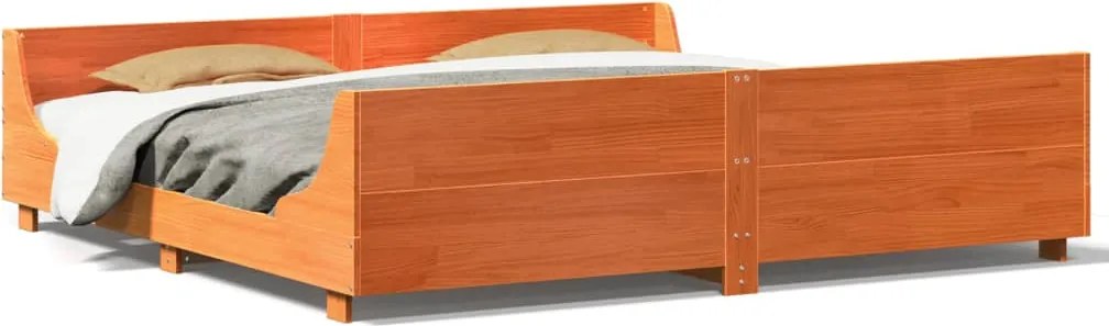 vidaXL Cadru de pat fără saltea, maro ceruit 200x200 cm lemn masiv pin