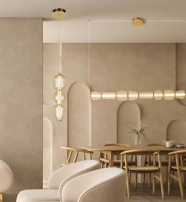 Lustra, Pendul design modern LED DECO auriu/ sampanie
