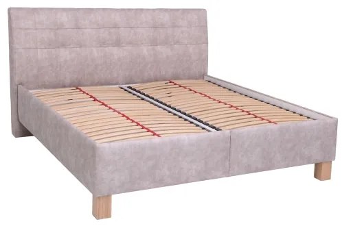 Pat tapițat VIOLET 180x200 cm, cu saltea și spațiu de depozitare, bej