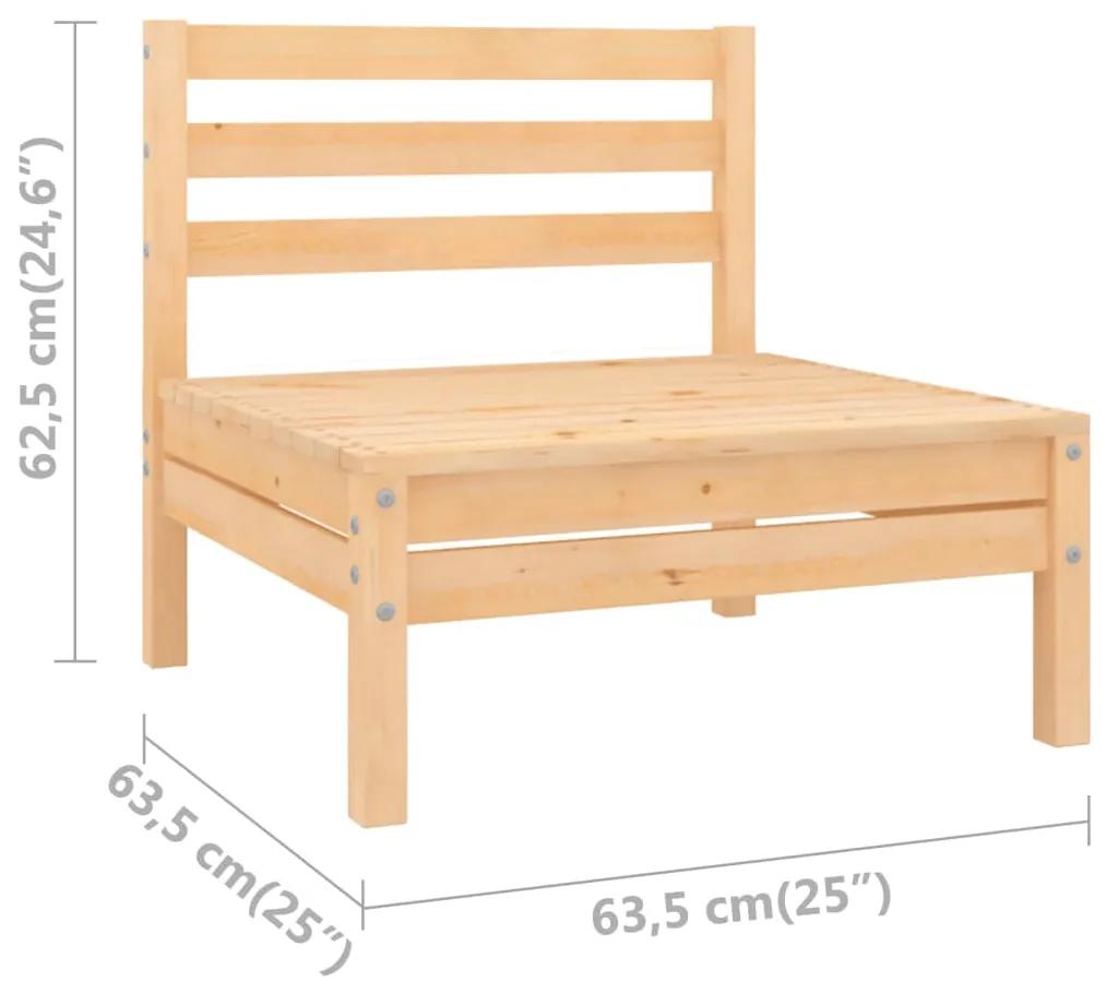 Canapele de mijloc pentru gradina, 4 buc., lemn masiv de pin Maro, Canapea de mijloc (4 buc.), 1