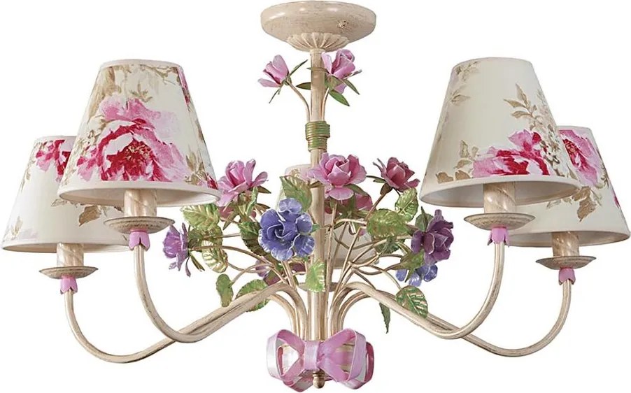 BRILAGI - lustru pe tijă ROMANCE 5xE14/40W/230V multicolor/bej/patină