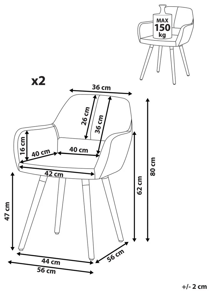 Set 2 buc. scaune pentru sufragerie Chico (negru). 1009920