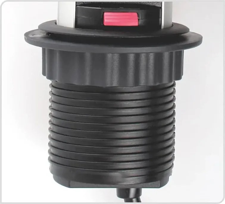 Priză încorporabilă în blat Lift Box Design Light, 3 prize Schuko, negru, D:71 mm Plastic, Negru, D:71 mm; H:285 mm