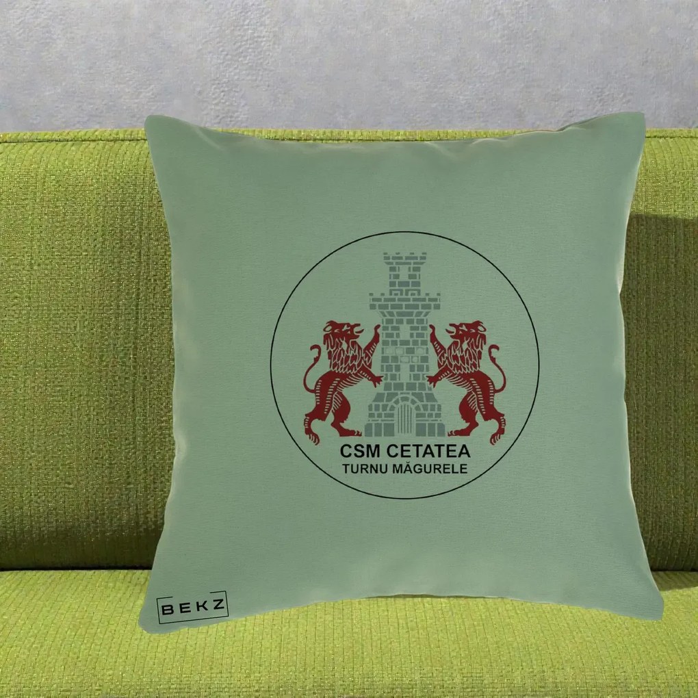 Perna Personalizata CSM Cetatea Turnu Magurele Fotbal, 40x40 cm, Verde, Husa Detasabila, Perna Inclusa, BEKZ®