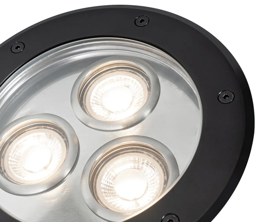 Spot modern pentru sol negru 3 lumini IP65 - Tribus