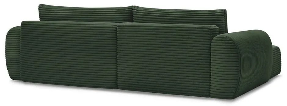 Colțar verde închis extensibil cu tapițerie din catifea reiată (cu colț pe partea stângă ) Lucien – Bobochic Paris