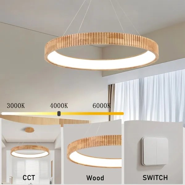 Brilagi - Lustră LED FALCON WOOD MODERN, suspendată pe cablu, LED/60W/230V, Ø 80 cm, lemn