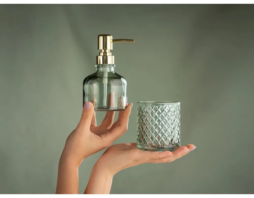 Dozator de săpun lichid verde mentă din sticlă 200 ml Atessa – Wenko