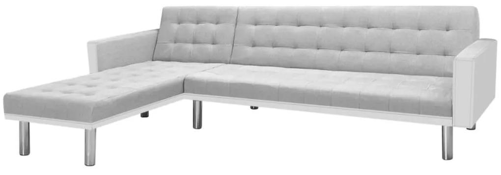 244331 vidaXL Colțar canapea din material textil, 218 x 155 x 69 cm, alb/gri