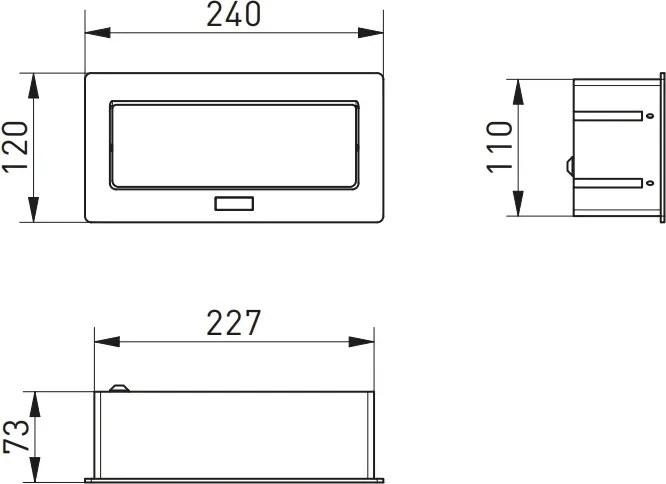 Priza incorporabila in blat Multi Soft GTV, 2 prize Schuko, USB A + C, RJ45, negru, 240 x 120 mm L:240 mm; l:120 mm; H:73 mm, Negru, Aluminiu