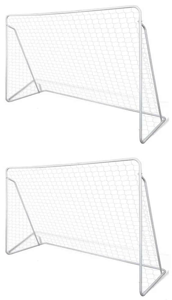 vidaXL Porți de fotbal cu plasă, 2 buc, 240 x 90 x 150 cm, oțel