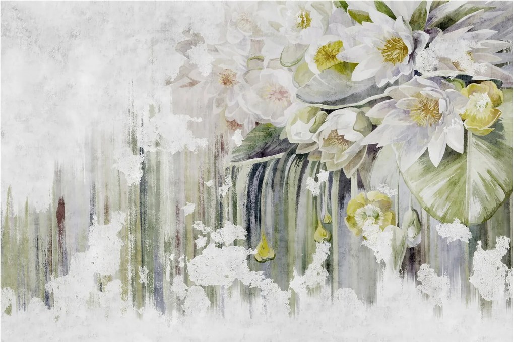 Tablou - Flori albe, vintage (90x60 cm)
