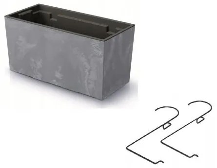 Jardiniera decorativa, suport metalic, gri, 58x18x19.5 cm, Urbi Case Beton Effect W