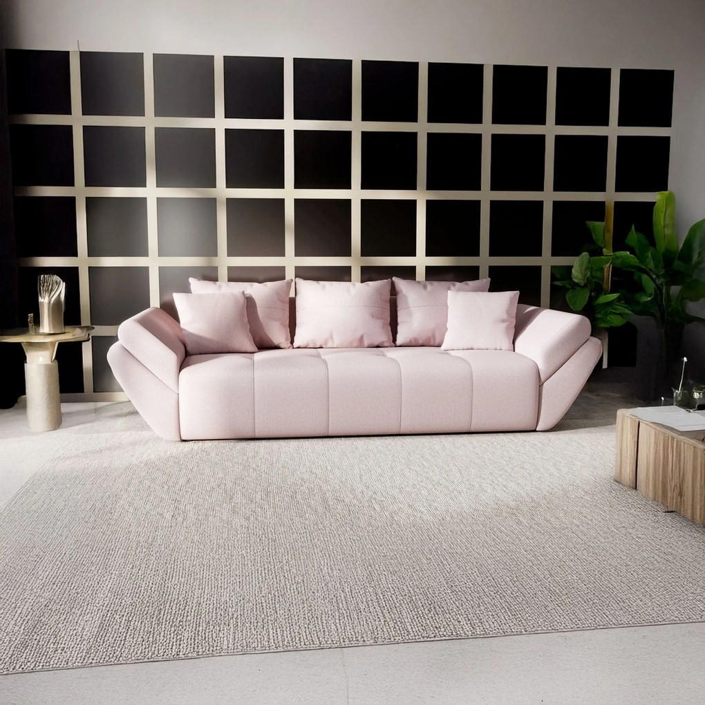 Canapea extensibilă dumonde cu ladă de depozitare si sezut confortabil din spuma high-density, Berlin Enjoy Flamingo 250x100 cm