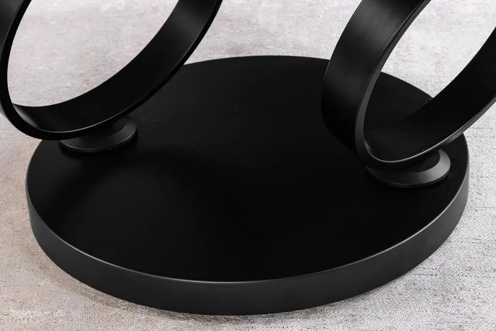 Masuta de cafea moderna cu doua blaturi rotative din ceramica DANCING RINGS 80-135cm