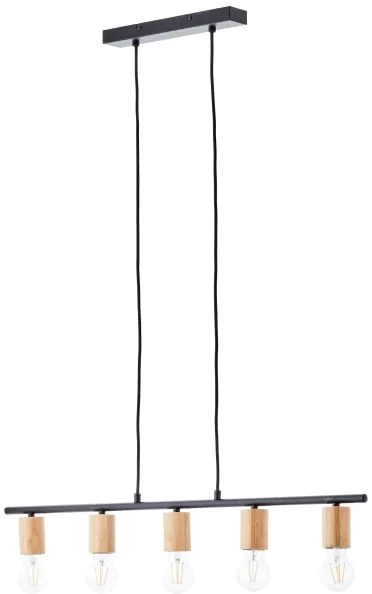 Brilliant - Candelabru KERRY suspendat pe cablu 5xE27/40W/230V negru/bambus