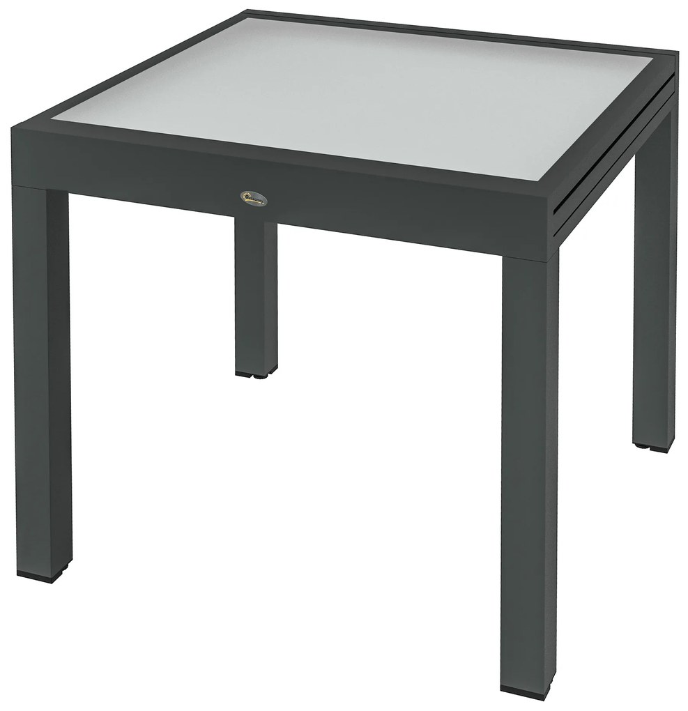 Outsunny Masă Extensibilă de Grădină de Dimensiuni Mari dim. desfășurate 160 x 80 x 75 cm Aluminiu Blat Sticlă Securizată Transparent | Aosom Romania