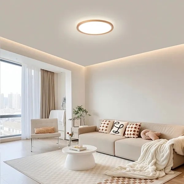 Brilagi Plafonier LED ultra-subțire pentru baie, 18 W, 230 V, Ø 30 cm, aur roz, IP54