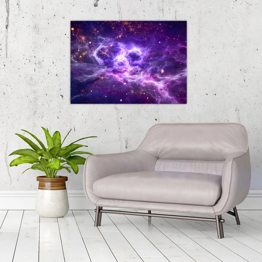 Tablou pe sticlă - Universul violet (70x50 cm)