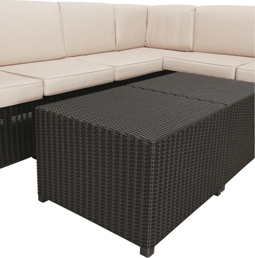 Set de grădină din rattan, 3 piese, maro/bej, RODEN